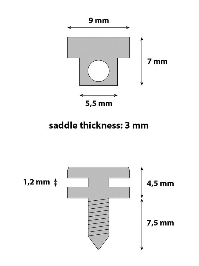 bridge saddles, metal, nickel, LP-model, with spring and screw, 6-pack