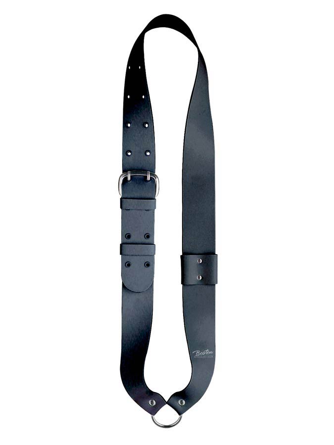 marching snare drum sling, padded leather, black