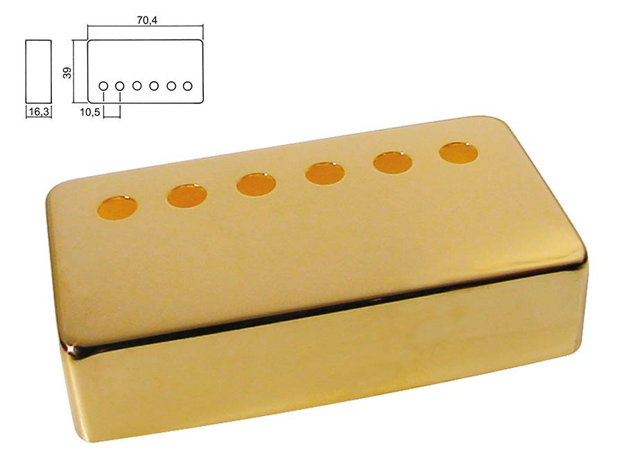 pickup cover, humbucker, pitch= 9,8mm, neck position, metal gold