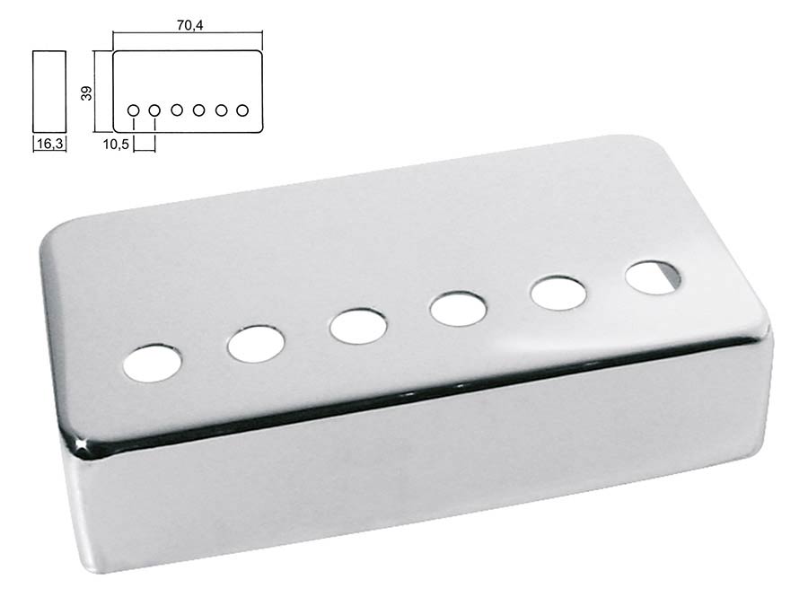 pickup cover, humbucker, pitch=10,5mm, bridge position, metal nickel