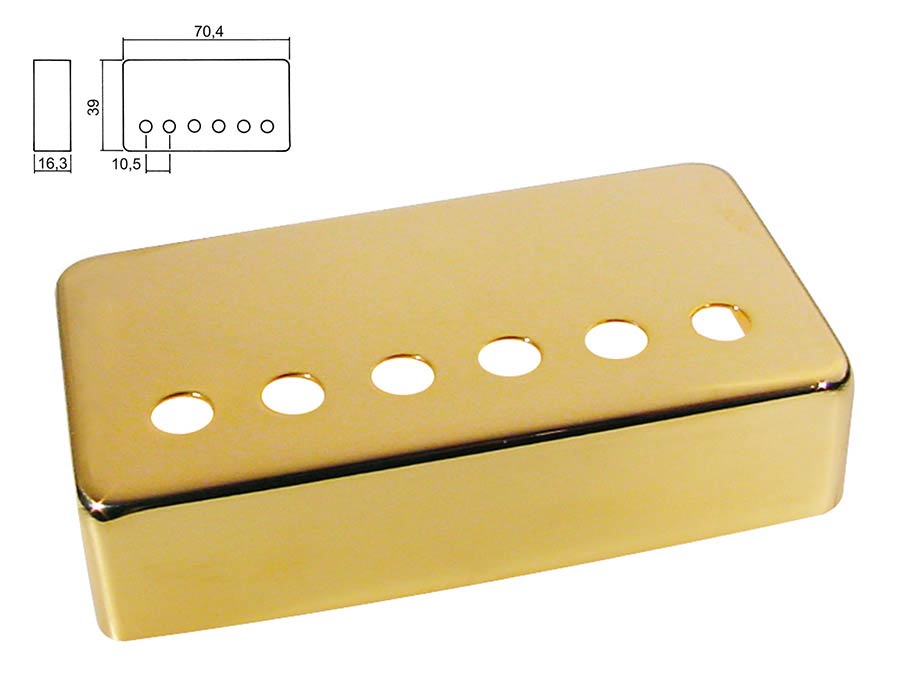 pickup cover, humbucker, pitch=10,5mm, bridge position, metal gold