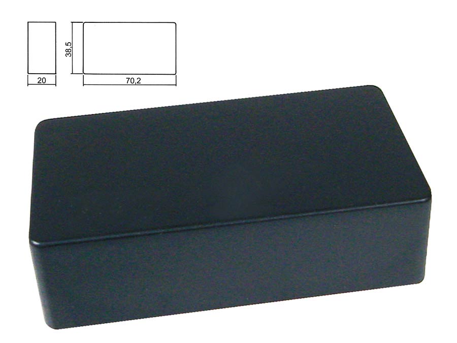 pickup cover, humbucker, plastic mat black, 70,2x67,6x20,0mm, no holes