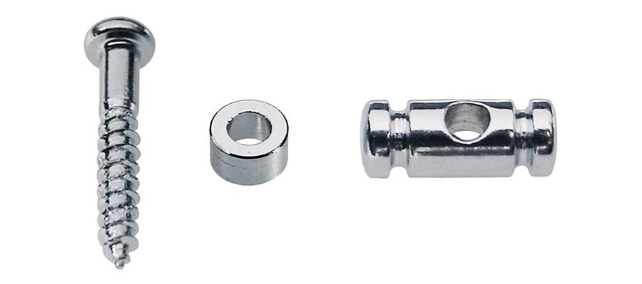 string retainer, cilinder model, height 6.5mm, with spacer and screw, chrome