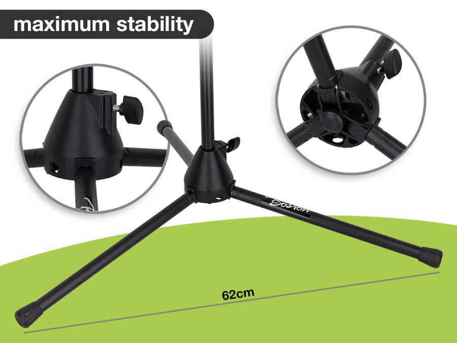microphone stand with boom max height 165cm,  black
