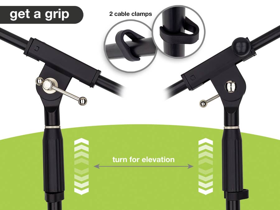 microphone stand with boom max height 165cm,  black