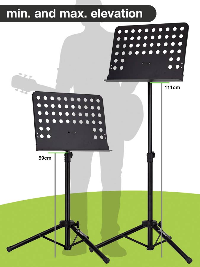 Boston OMS-302 metalen orkestlessenaar, zwart, geperforeerd afneembaar blad, 48x35cm