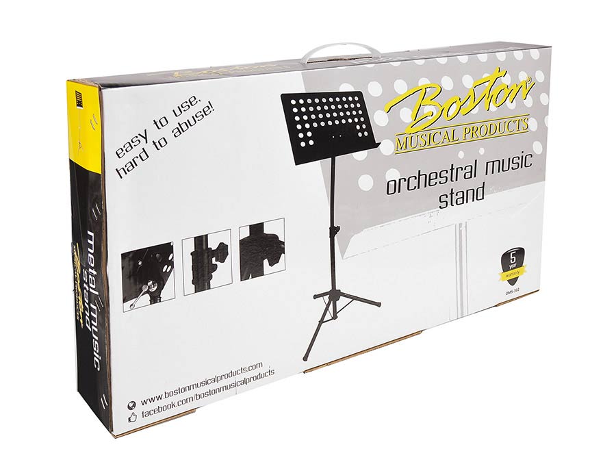 Boston OMS-302 metalen orkestlessenaar, zwart, geperforeerd afneembaar blad, 48x35cm