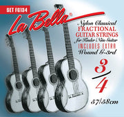 La Bella FG134 Fractional klassieke gitaarsnaren, normale spanning, 3/4, 025-048