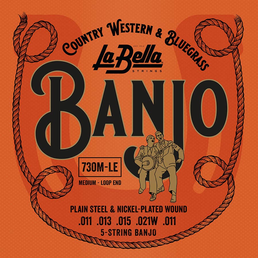 La Bella 730M-LE Nickel Plated Wound banjosnaren voor 5-snarige banjo, 011-021