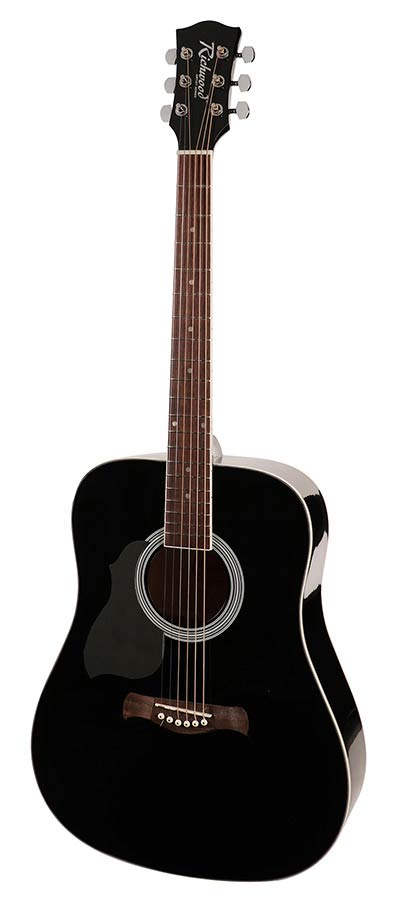 Richwood RD-12L-BK Artist Series linkshandige akoestische gitaar, dreadnought, zwart