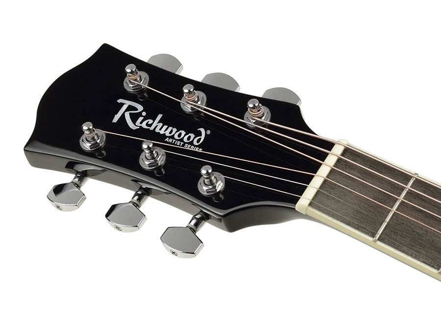 Richwood RD-12L-BK Artist Series linkshandige akoestische gitaar, dreadnought, zwart