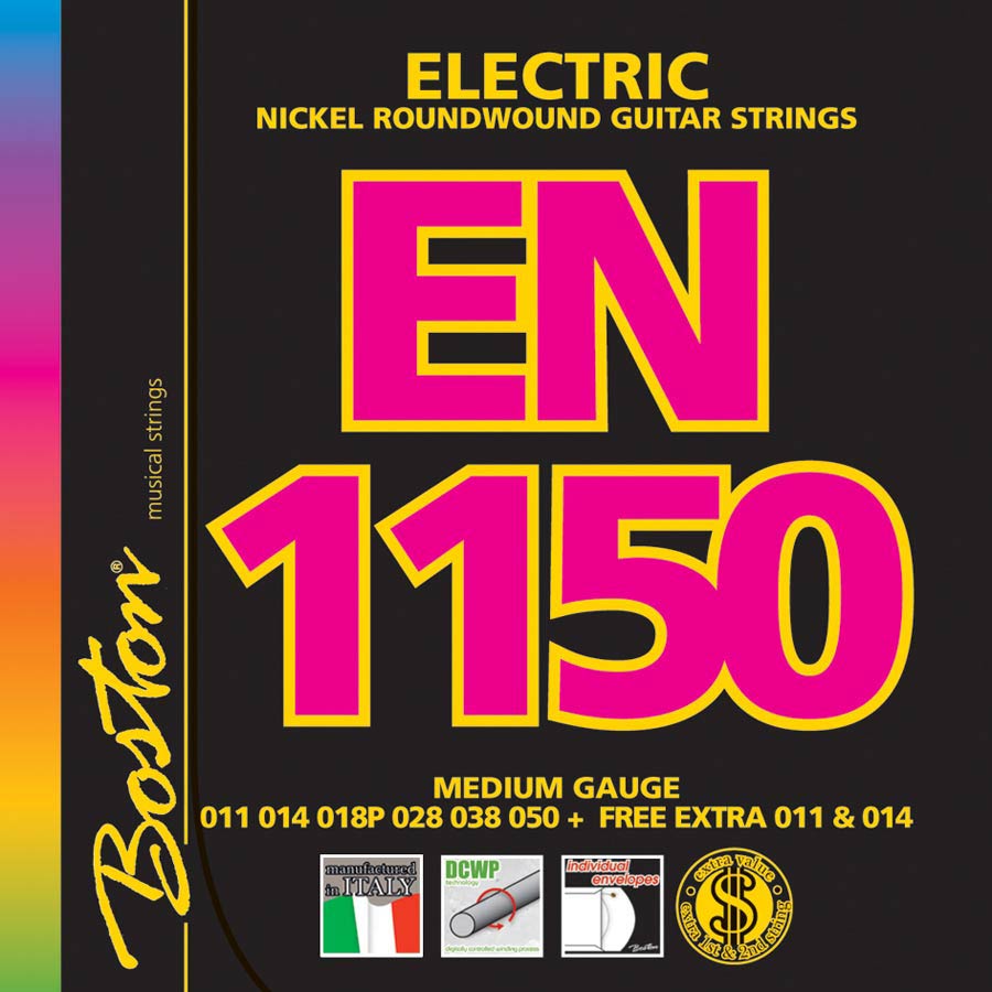 Boston EN-1150 snarenset voor elektrische gitaar – nickel roundwound, medium, .011–.050