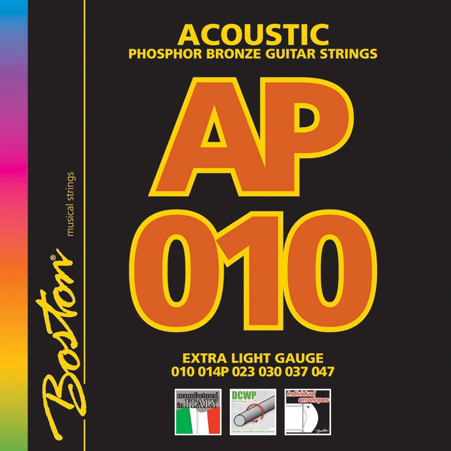 Boston AP-10 snarenset voor akoestische gitaar – fosforbrons, extra light, .010–.047