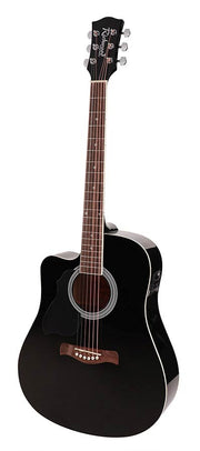 Richwood RD-12LCEBK Artist Series linkshandige akoestische gitaar, dreadnought, actieve EQ, zwart
