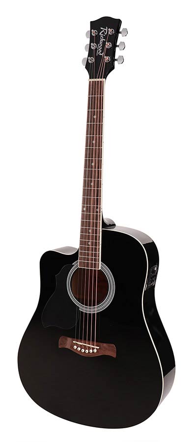 Richwood RD-12LCEBK Artist Series linkshandige akoestische gitaar, dreadnought, actieve EQ, zwart