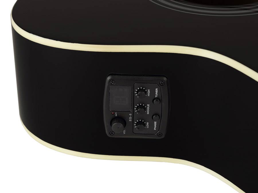 Richwood RD-12LCEBK Artist Series linkshandige akoestische gitaar, dreadnought, actieve EQ, zwart