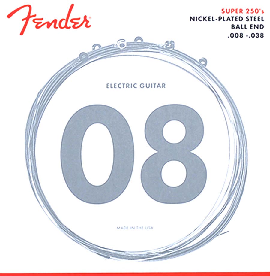 Fender snarenset elektrisch, nickel roundwound, extra light, 008-011-014-021w-030-038