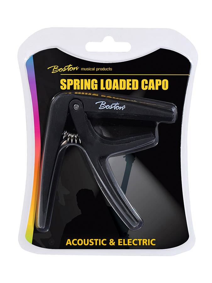 Boston BC-85-BK Capo voor akoestische/elektrische gitaar, met veer, zwar