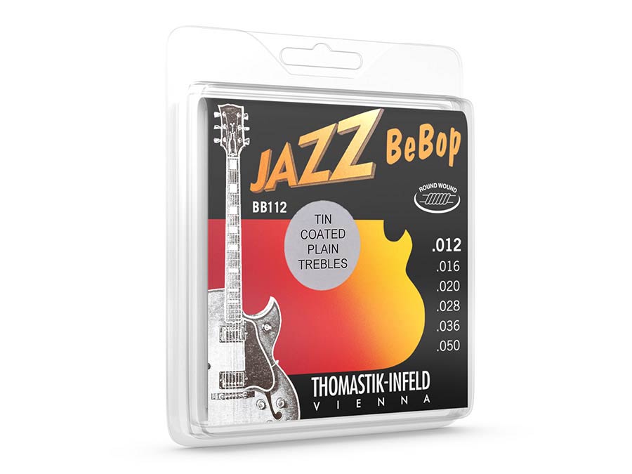 Thomastik-Infeld THBB-112T snarenset voor elektrische gitaar Jazz Bebop, nickel rond omwonden, tinplated trebles, 012-016-020-028