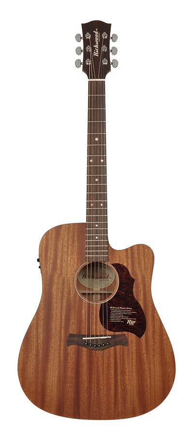 Richwood D-50-CE Master Series handgemaakte dreadnought gitaar, massief mahonie, Presys I, satijn afgewerkt