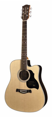 Richwood D-60-CE Master Series handgemaakte dreadnought gitaar, massief sparren en palissander, Presys 201, glanzend afgewerkt