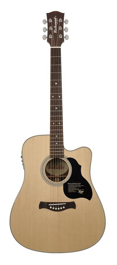Richwood D-60-CE Master Series handgemaakte dreadnought gitaar, massief sparren en palissander, Presys 201, glanzend afgewerkt