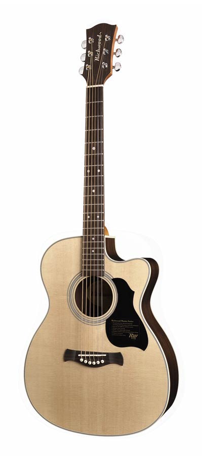 Richwood A-60-CE Master Series handgemaakte auditorium OOO gitaar, massief sparren en palissander, Presys 201