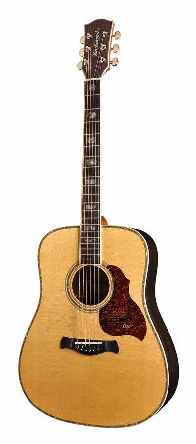 Richwood D-70-VA Master Series handgemaakte dreadnought gitaar, massief sparren en palissander, echte abalone, vintage amber