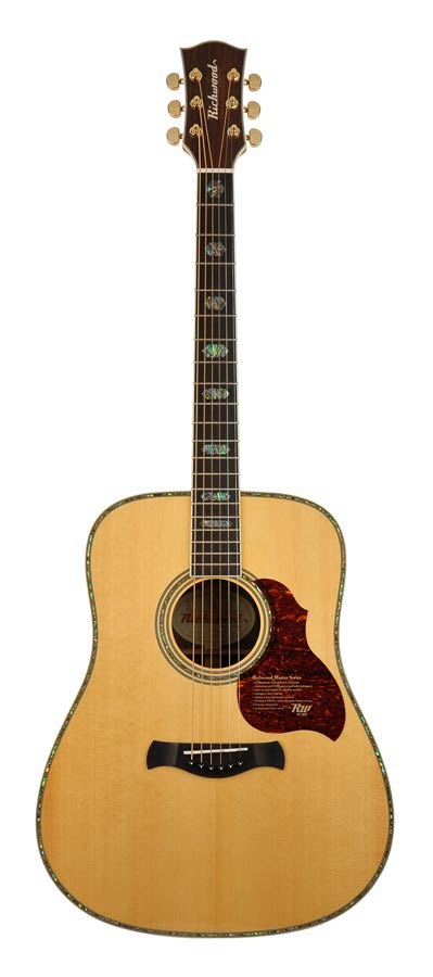 Richwood D-70-VA Master Series handgemaakte dreadnought gitaar, massief sparren en palissander, echte abalone, vintage amber