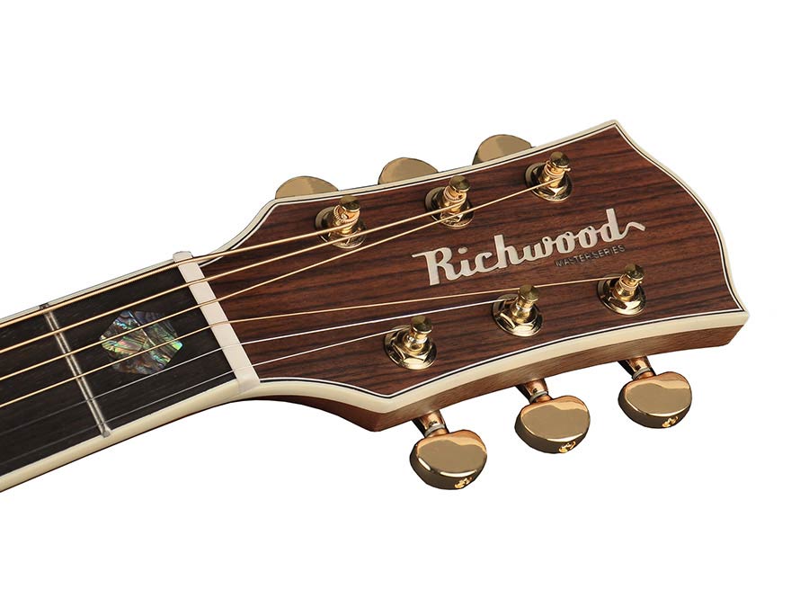 Richwood D-70-VA Master Series handgemaakte dreadnought gitaar, massief sparren en palissander, echte abalone, vintage amber