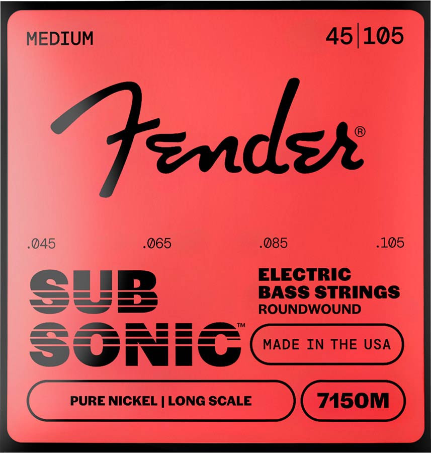 Fender snarenset elektrische basgitaar, pure nickel roundwound, medium, 045-065-085-105