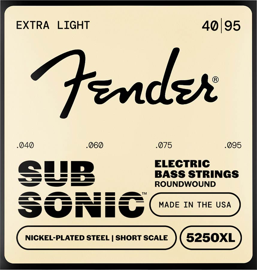 Fender snarenset elektrische basgitaar, nickel plated steel, shortscale 30", extra light, 040-060-075-095