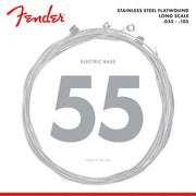Fender snarenset elektrische basgitaar, stainless steel flatwound, medium, 055-070-090-105