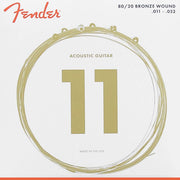 Fender snarenset akoestisch, bronze roundwound, custom light, 011-015-023-032-042-052