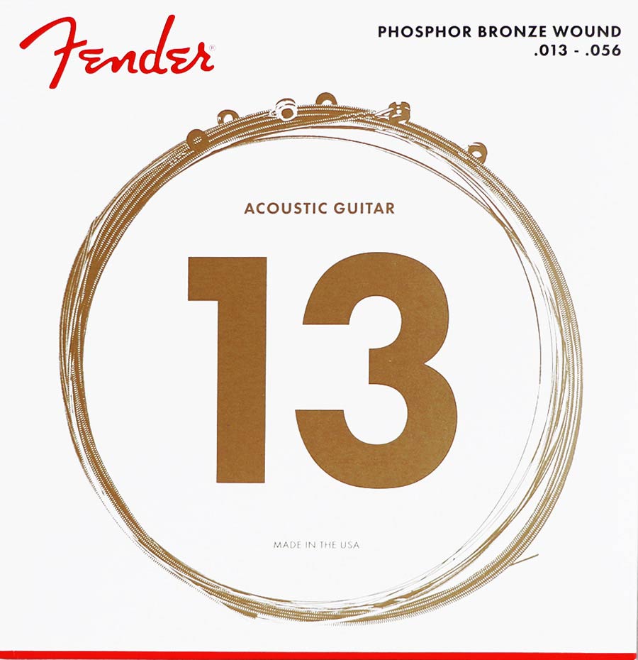 Fender snarenset akoestisch, phosphor bronze roundwound, medium, 013-017-026-036-046-056