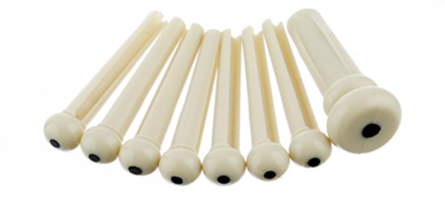 Fender brugpen voor akoestische gitaar, wit met zwarte stip, set of 6