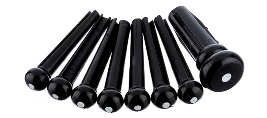 Fender brugpen voor akoestische gitaar, zwart met witte stip, set of 6