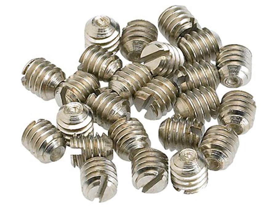 Fender control knob set screws, 8-32 x 3/16, nickel, 24 pcs