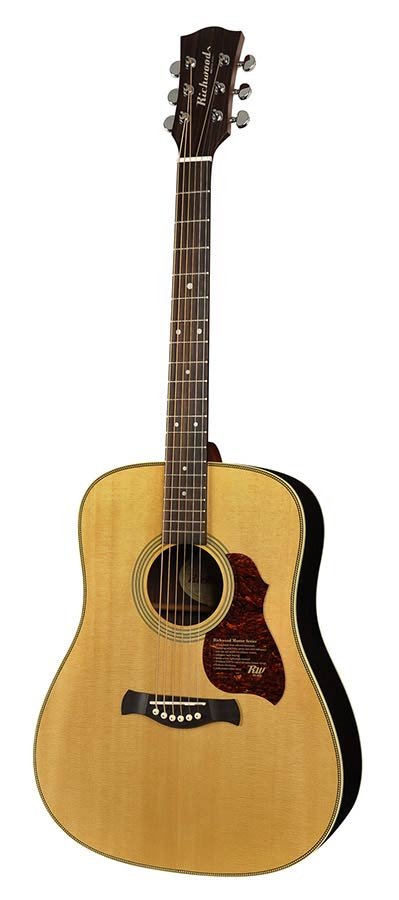 Richwood D-65-VA Master Series handgemaakte dreadnought gitaar, massief sparren en palissander, vintage aged afgewerkt