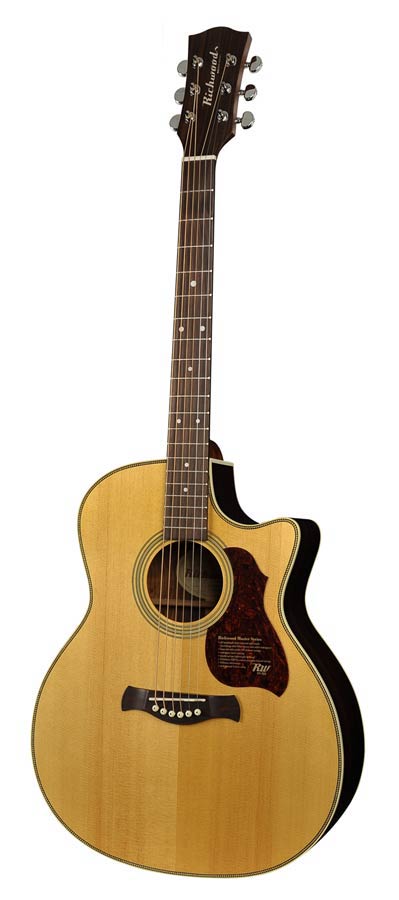 Richwood G-65-CEVA Master Series handgemaakte grand auditorium gitaar, massief sparren en palissander, cutaway, Presys 201