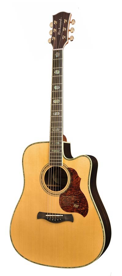 Richwood D-70-CEVA Master Series handgemaakte dreadnought gitaar, massief sparren en palissander, echte abalone, Presys 201
