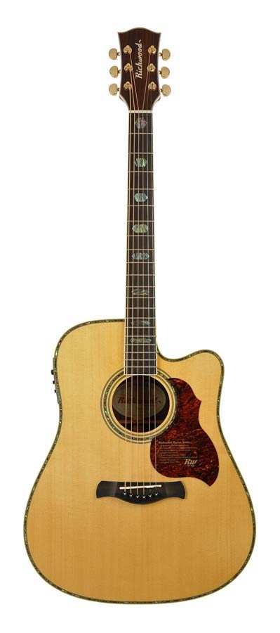 Richwood D-70-CEVA Master Series handgemaakte dreadnought gitaar, massief sparren en palissander, echte abalone, Presys 201