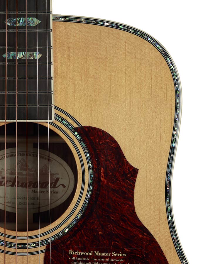 Richwood D-270-VA All Solid Master Series custom shop dreadnought, sparren en palissander, ebbenhout toets, echt abalone, vintage aged afgewerkt