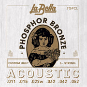 La Bella 7GPCL Phosphor Bronze akoestische gitaarsnaren, lichte spanning, 011-052