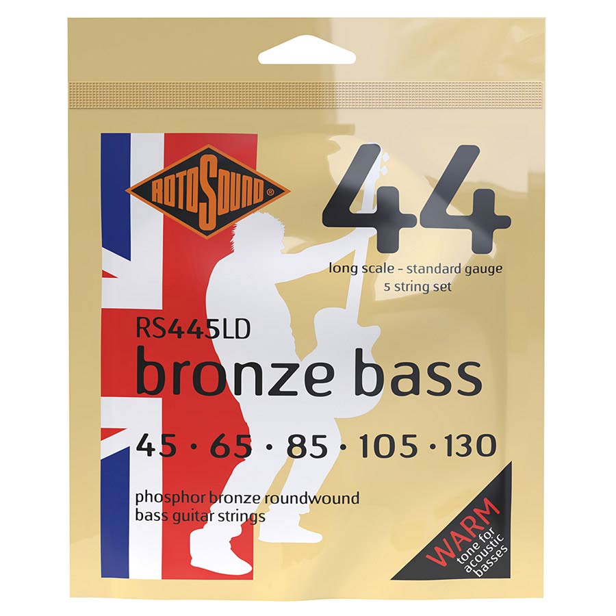 Rotosound RS445LD Bronze Bass 44 snarenset voor akoestische bas, 5-snarig, phosphor bronze 45-130, standard gauge