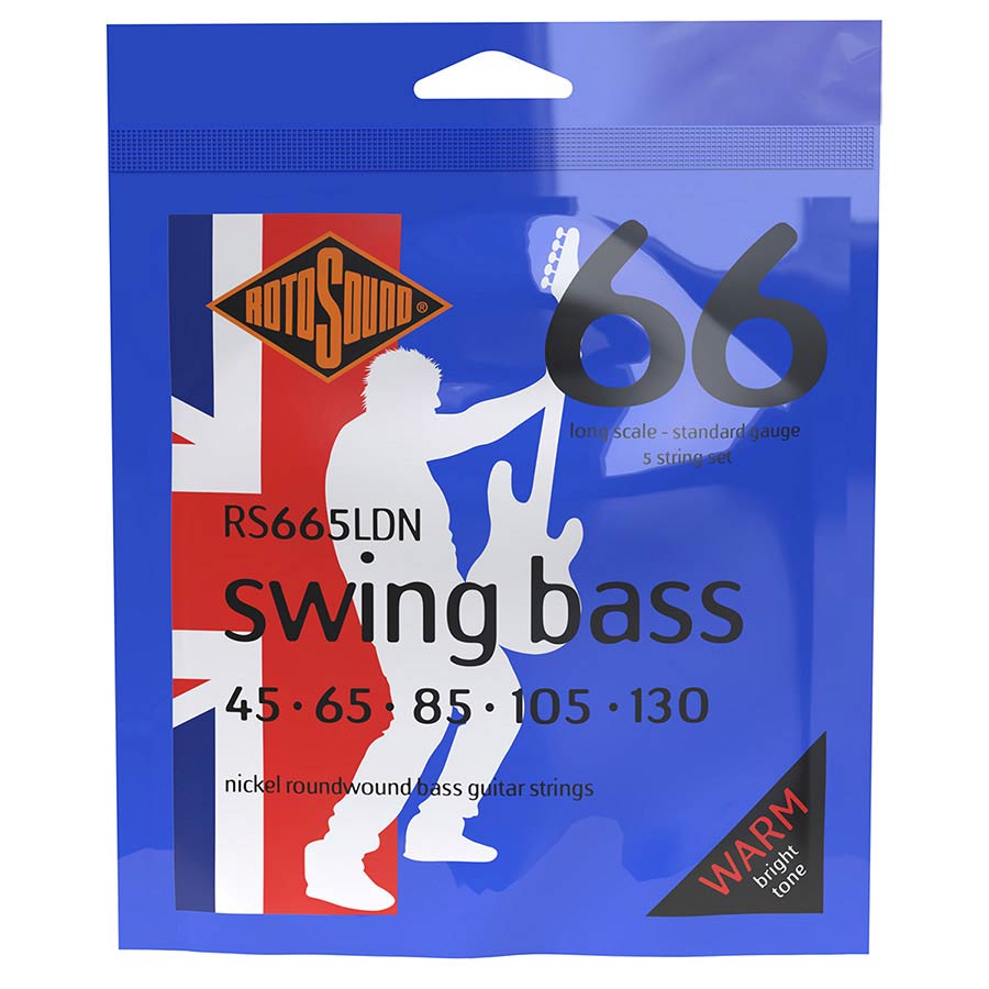 Rotosound RS665LDN Swing Bass 66 snarenset elektrische basgitaar, 5-snarig, nickel wound, 45-130, standard gauge