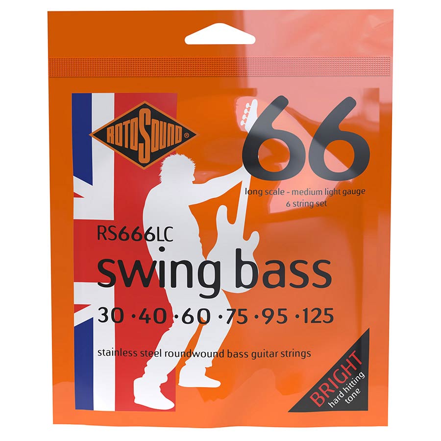 Rotosound RS666LC Swing Bass 66 snarenset elektrische basgitaar, 6-snarig, stainless steel, 30-125, medium light gauge