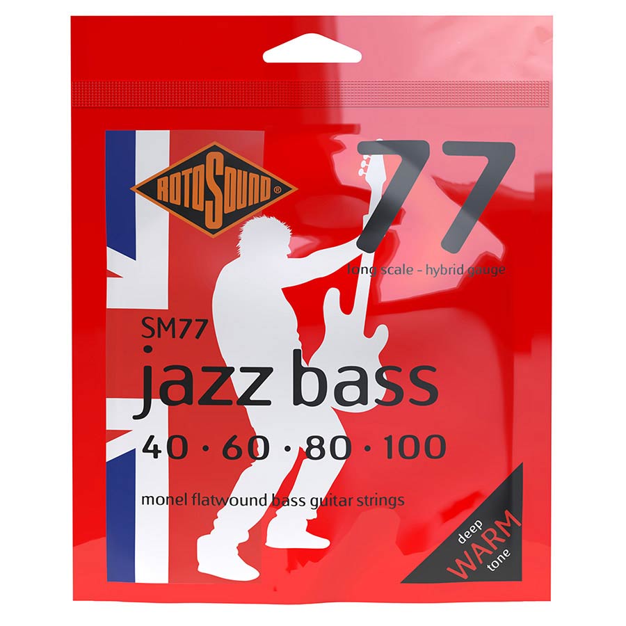 Rotosound SM77 Jazz Bass 77 snarenset elektrische basgitaar, monel flatwound, 40-100, hybrid gauge