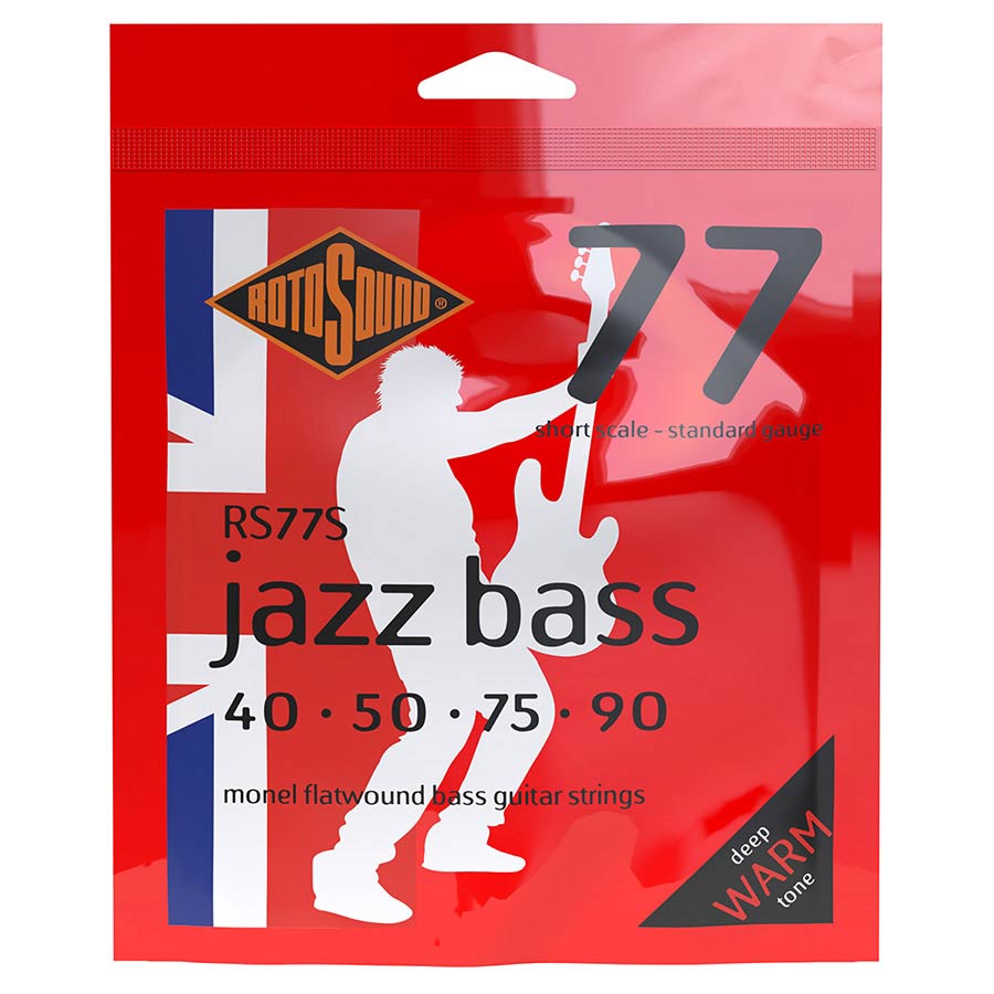 Rotosound RS77S Jazz Bass 77 snarenset elektrische basgitaar, monel flatwound, 40-90, standard gauge, short scale