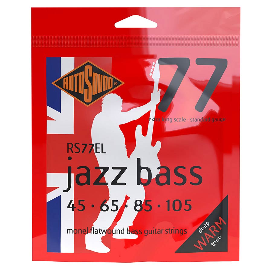 Rotosound RS77EL Jazz Bass 77 snarenset elektrische basgitaar, monel flatwound, 45-105, standard gauge, extra long scale